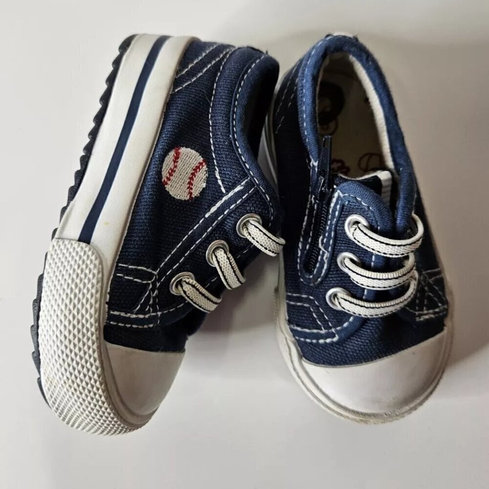 Teeny Toes Sneakers Baby / Toddler Baseball Side Zip Shoes 3